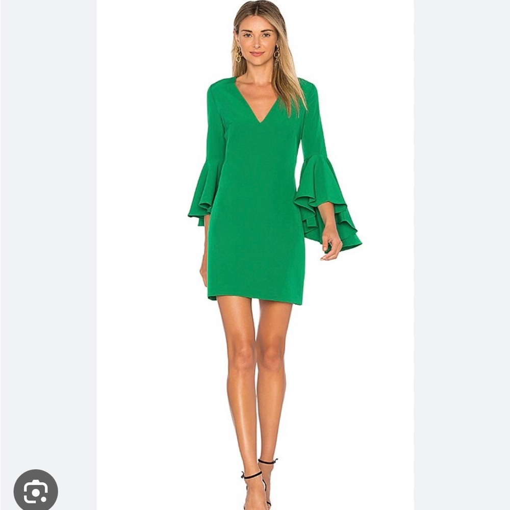 Milly green bell sleeve mini v neck dress size 8 medium gorgeous wedding guest